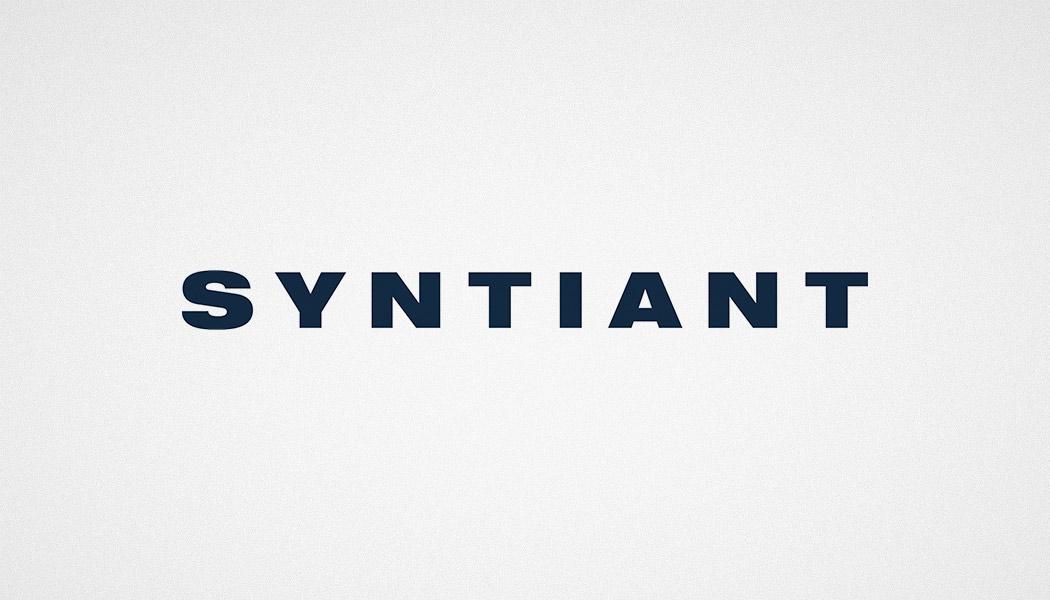 Syntiant logo on a light gray background